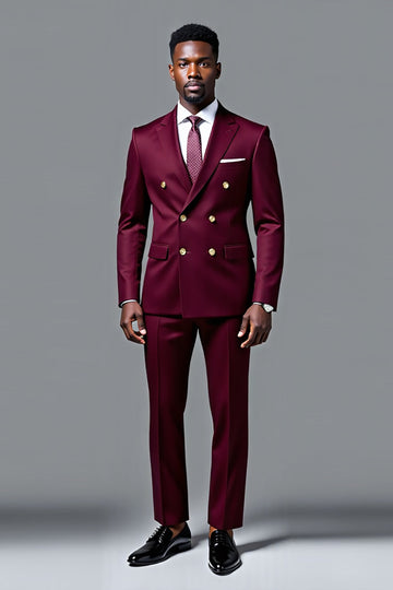 Borgonha Mangas Compridas 2 peças Fato Homem